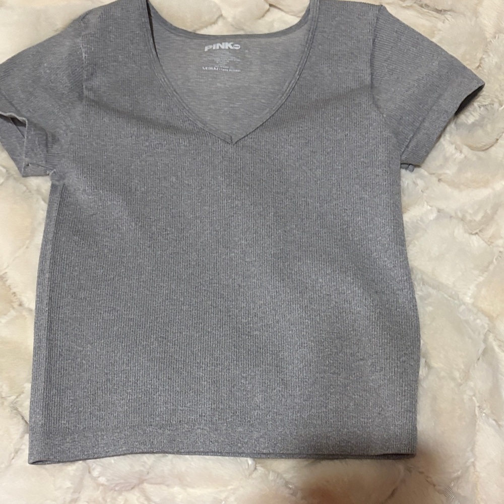 Pinko Heather Gray V-Neck Tee